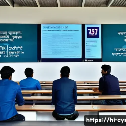 Home 33 사이버보안에 특화된 대학원 선택 가이드 - A modern university campus in India bustling with diverse students engaged in discussions about cybe...